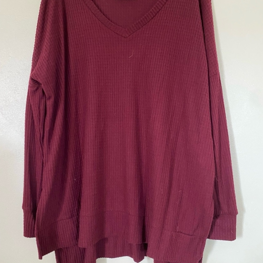 Burgundy V-Neck Sweater/ Tunic